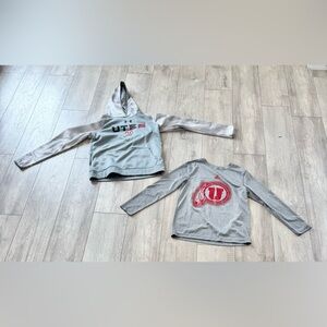 Under Armour (Sz Large) Adidas (Sz Medium) Boys Utah Utes Sweatshirt Shirts Lot